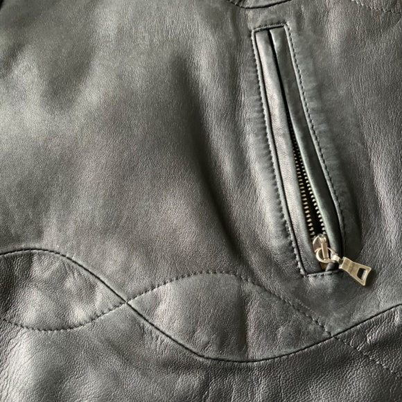 Vintage Vera Pelle Italian Real Genuine Leather Warm Jacket size M - Picture 12 of 15